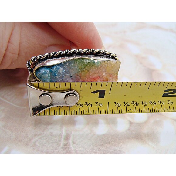 Ametrine Ring Rough Cut Crystal Stone 925 Marked Sterling Silver Plated Size 8 - Picture 12 of 12